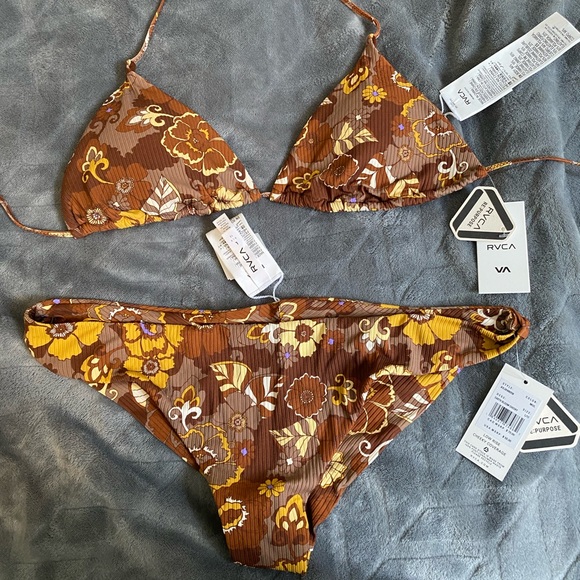 RVCA Brown Floral Bikini - Picture 2 of 7